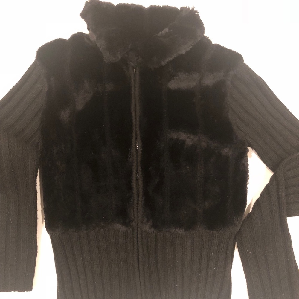 Black Faux Fur form fitting Sweater